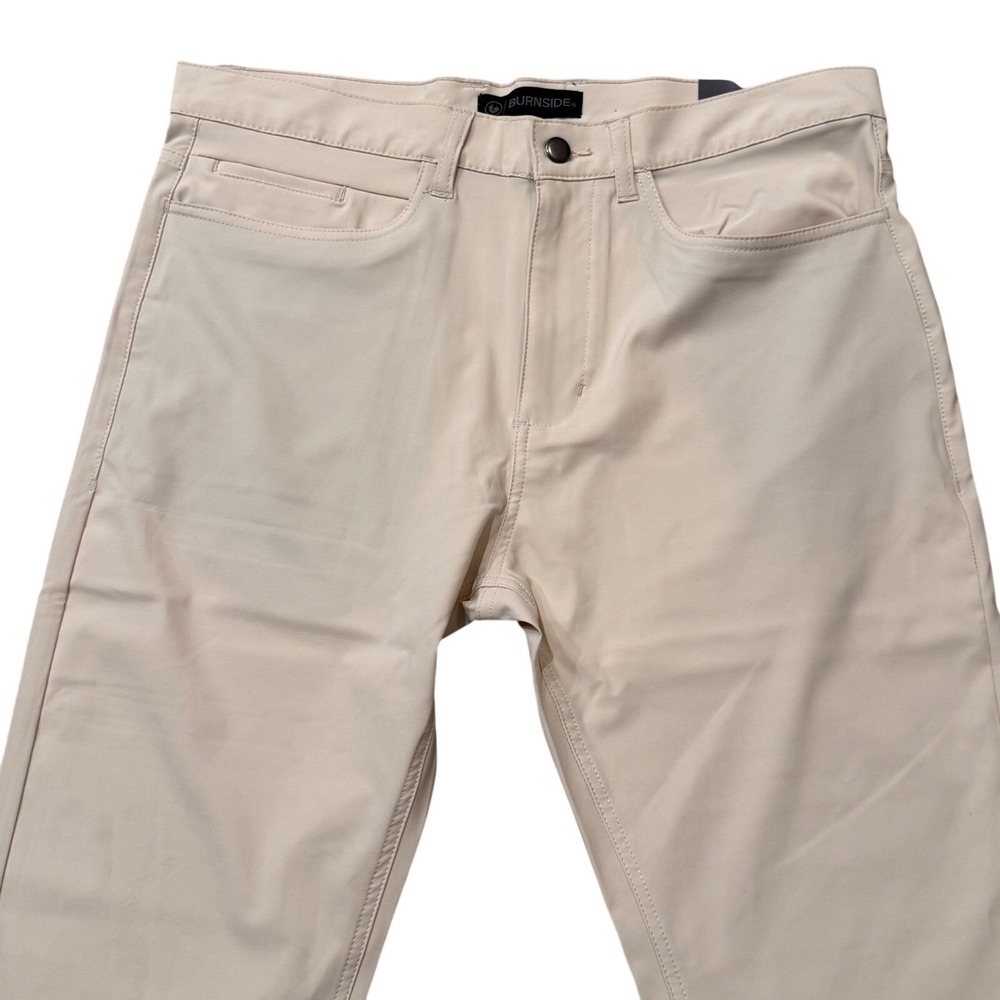 NWT Burnside 360 Men Performance Chino Pants Tan Khaki Stretch Golf Pants 34x30